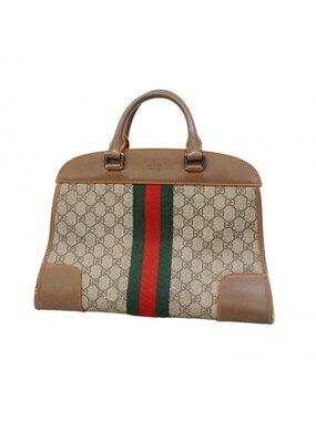 Gucci Handbag GG Supreme Sherry Line Brown Silver